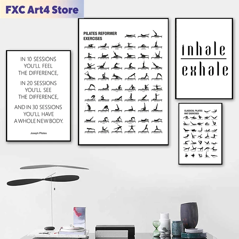 Pilates Yoga Fitness - Poster Bagan Latihan Pilates Tanpa Bingkai