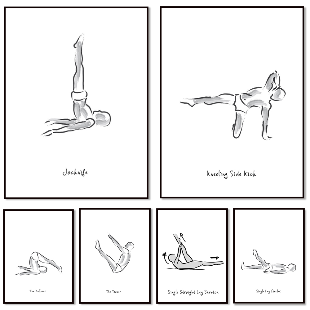Infografis hitam putih latihan - Pilates And Yoga Combined ulasan dan harga